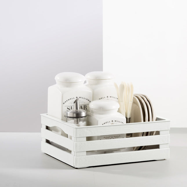 Tina 1 – dekorativ kasse i trælook - cremehvid - Green Rebels