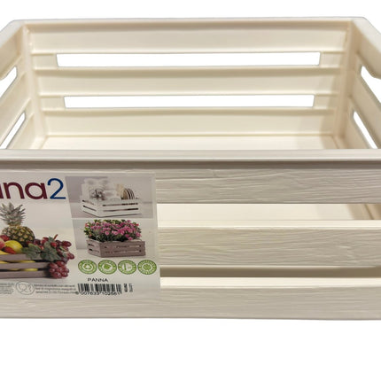 Tina 2 – dekorativ kasse i trælook - cremehvid - 31 cm - Green Rebels