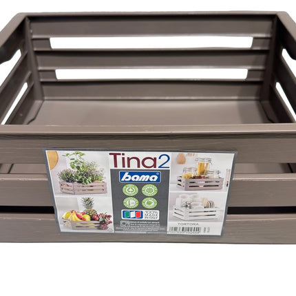 Tina 2 – dekorativ kasse i trælook - taupe/gråbrun - 31 cm - Green Rebels