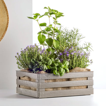 Tina 2 – dekorativ kasse i trælook - taupe/gråbrun - 31 cm - Green Rebels