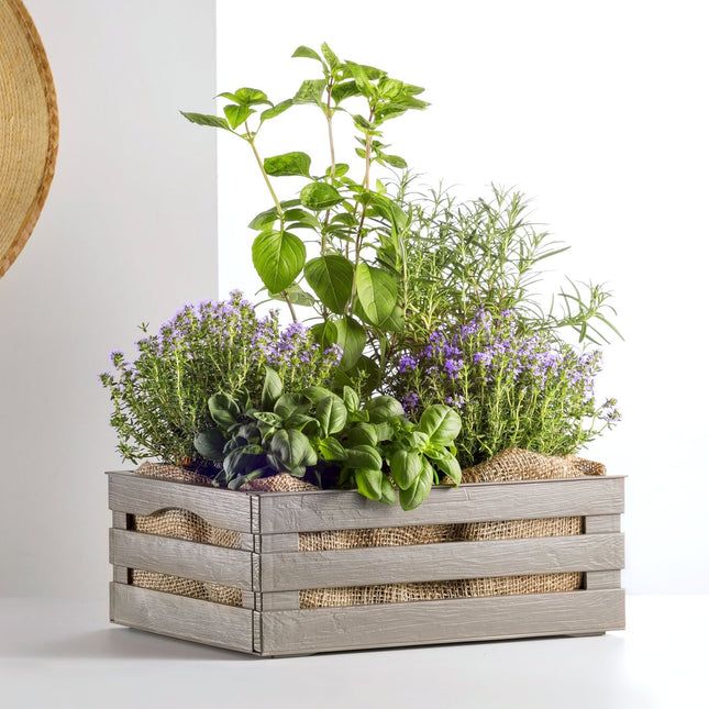 Tina 2 – dekorativ kasse i trælook - taupe/gråbrun - 31 cm - Green Rebels