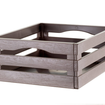 Tina 2 – dekorativ kasse i trælook - taupe/gråbrun - 31 cm - Green Rebels