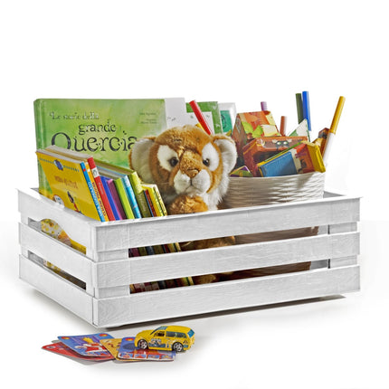 Tina 3 – dekorativ kasse i trælook - cremehvid - 41 cm - Green Rebels