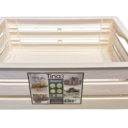 Tina 3 – dekorativ kasse i trælook - cremehvid - 41 cm - Green Rebels