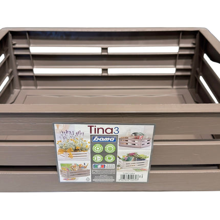 Tina 3 – dekorativ kasse i trælook - taupe/gråbrun - 41 cm - Green Rebels