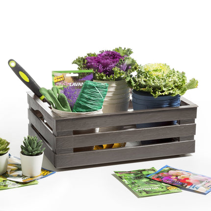 Tina 3 – dekorativ kasse i trælook - taupe/gråbrun - 41 cm - Green Rebels