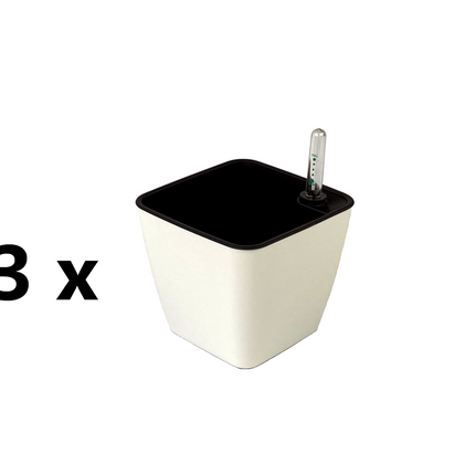 Hvid plantekrukke med selvvanding og vandmåler