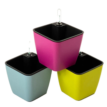 plantekrukke til krydderurter - med selvvanding - mix af farver (pakke med 3 stk.)