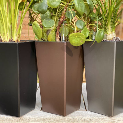 blomsterkrukke - nem at bruge - med selvvanding - brun