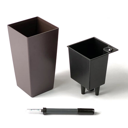 blomsterkrukke - nem at bruge - med selvvanding - brun