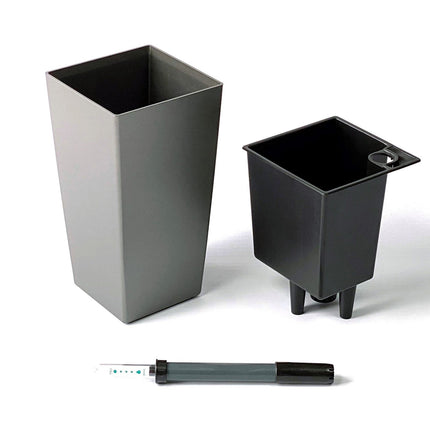 blomsterkrukke - stilren og klassisk - med selvvanding - grå