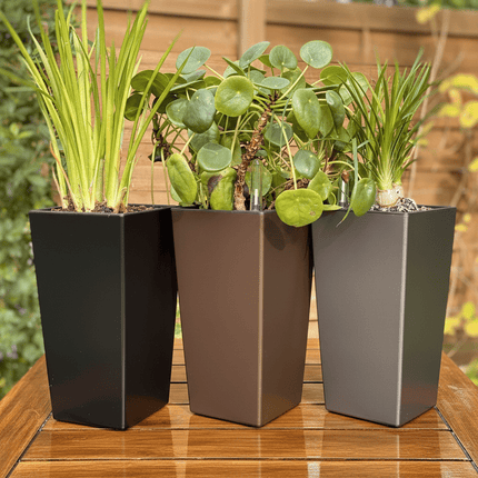 Blomsterkrukke - nem at bruge - med selvvanding - brun - Green Rebels