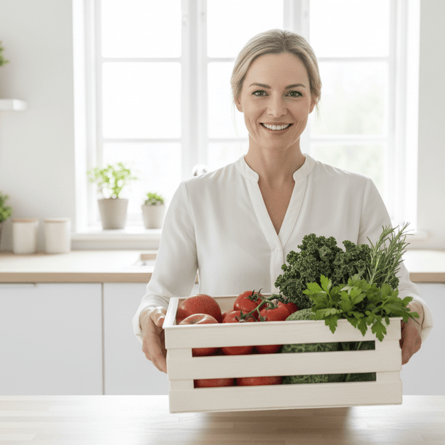 Tina 2 – dekorativ kasse i trælook - cremehvid - 31 cm - Green Rebels