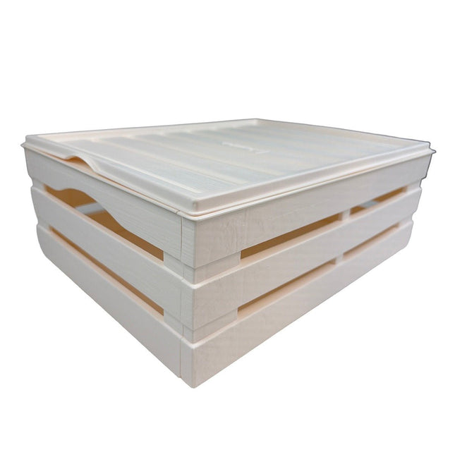 Tina 3 med låg – dekorativ kasse i trælook - beige - 41 cm - Green Rebels