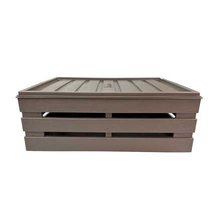 Tina 3 med låg – dekorativ kasse i trælook - Taupe/gråbrun - 41 cm - Green Rebels