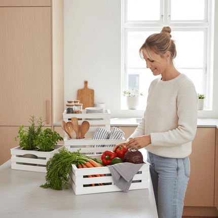 Tina Tris - sæt med 3 opbevaringskasser - beige - Green Rebels