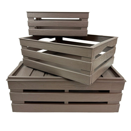 Tina Tris - sæt med 3 opbevaringskasser - brun - Green Rebels