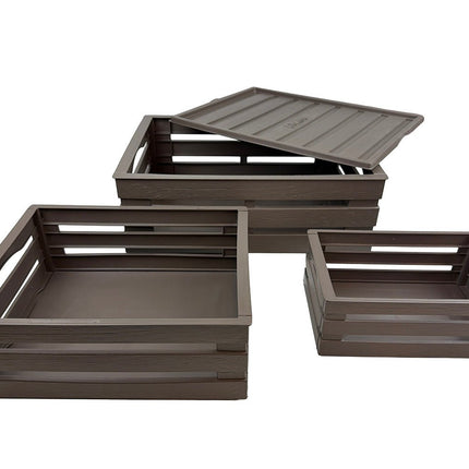 Tina Tris - sæt med 3 opbevaringskasser - brun - Green Rebels