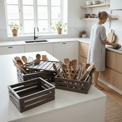 Tina Tris - sæt med 3 opbevaringskasser - brun - Green Rebels